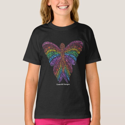 Rainbow Butterfly (levendig) - T-shirt voor meisje (Voorkant)