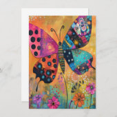 Rainbow Butterfly Meadow Art Canvas tas Bedankkaart (Voorkant / Achterkant)