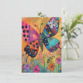 Rainbow Butterfly Meadow Art Canvas tas Bedankkaart (Staand voorkant)