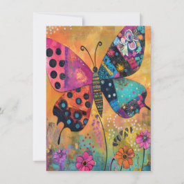Rainbow Butterfly Meadow Art Canvas tas Bedankkaart
