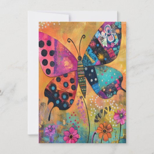 Rainbow Butterfly Meadow Art Canvas tas Bedankkaart (Voorkant)