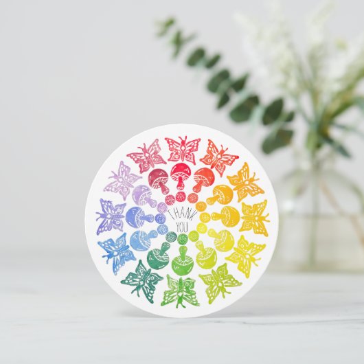 Rainbow Butterfly paddenstoel Hartelijk dank Kaart (Staand voorkant)