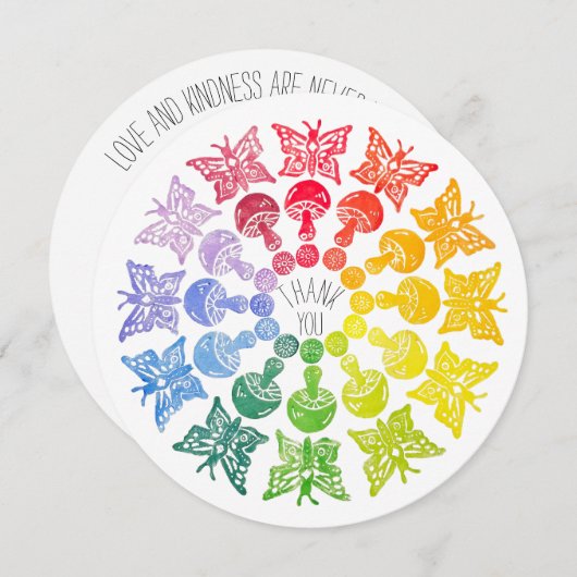 Rainbow Butterfly paddenstoel Hartelijk dank Kaart (Voorkant / Achterkant)