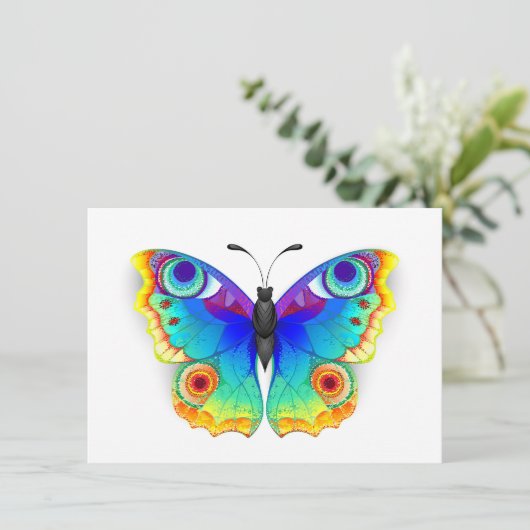 Rainbow Butterfly Peacock Eye Bedankkaart (Staand voorkant)