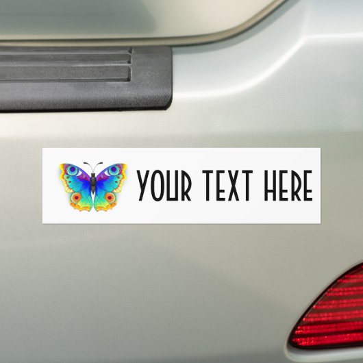 Rainbow Butterfly Peacock Eye Bumpersticker (Op auto)