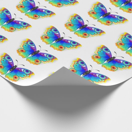 Rainbow Butterfly Peacock Eye Cadeaupapier (Hoek)