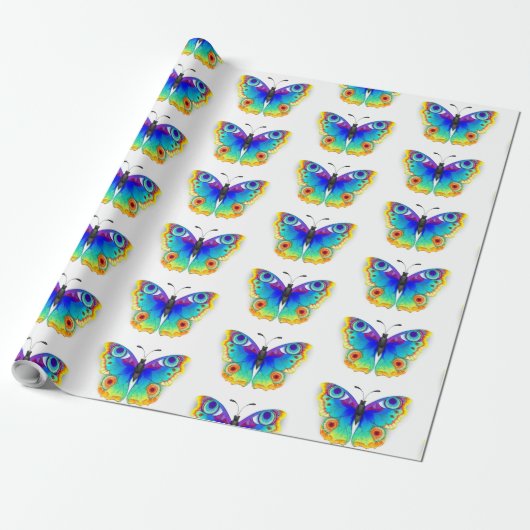 Rainbow Butterfly Peacock Eye Cadeaupapier (Uitgerold)