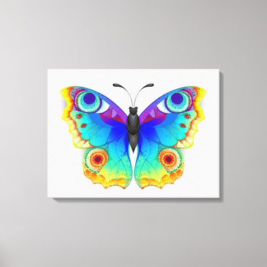 Rainbow Butterfly Peacock Eye Canvas Afdruk (Voorkant)