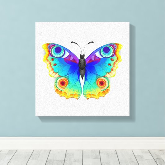 Rainbow Butterfly Peacock Eye Canvas Afdruk (Insitu (Houten vloer))