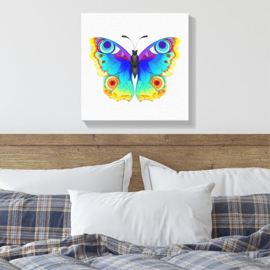 Rainbow Butterfly Peacock Eye Canvas Afdruk (Insitu (Slaapkamer))