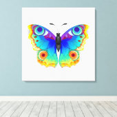 Rainbow Butterfly Peacock Eye Canvas Afdruk (Insitu (Houten vloer))
