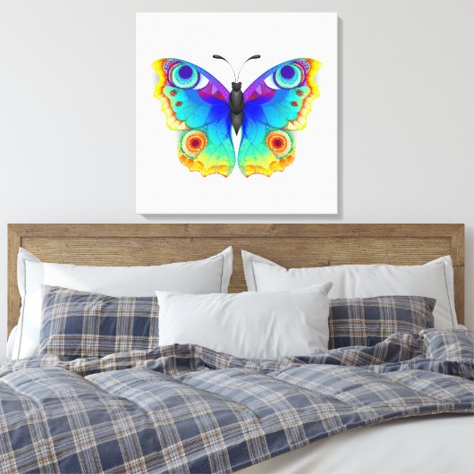 Rainbow Butterfly Peacock Eye Canvas Afdruk (Insitu (Slaapkamer))