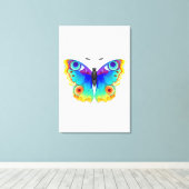 Rainbow Butterfly Peacock Eye Canvas Afdruk (Insitu (Houten vloer))