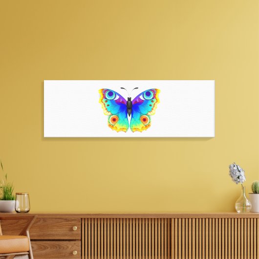 Rainbow Butterfly Peacock Eye Canvas Afdruk (Insitu (Woonkamer))