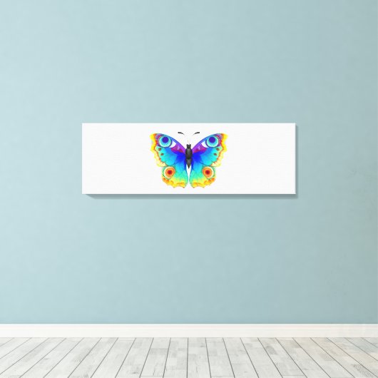 Rainbow Butterfly Peacock Eye Canvas Afdruk (Insitu (Houten vloer))