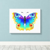Rainbow Butterfly Peacock Eye Canvas Afdruk (Insitu (Houten vloer))