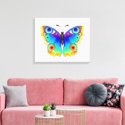 Rainbow Butterfly Peacock Eye Canvas Afdruk (Insitu (Woonkamer))