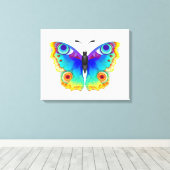 Rainbow Butterfly Peacock Eye Canvas Afdruk (Insitu (Houten vloer))