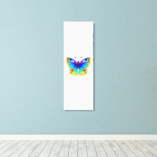 Rainbow Butterfly Peacock Eye Canvas Afdruk (Insitu (Houten vloer))