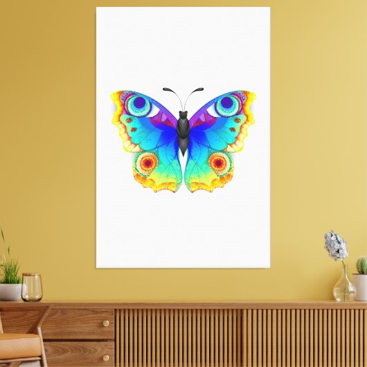 Rainbow Butterfly Peacock Eye Canvas Afdruk (Insitu (Woonkamer))