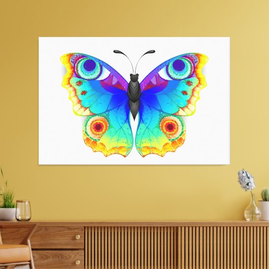 Rainbow Butterfly Peacock Eye Canvas Afdruk (Insitu (Woonkamer))