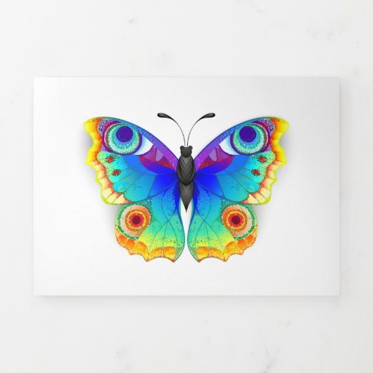 Rainbow Butterfly Peacock Eye Drieluik Kaart (Cover)