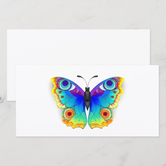 Rainbow Butterfly Peacock Eye Feestdagenkaart (Voorkant / Achterkant)