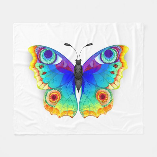 Rainbow Butterfly Peacock Eye Fleece Deken (Voorkant (Horizontaal))