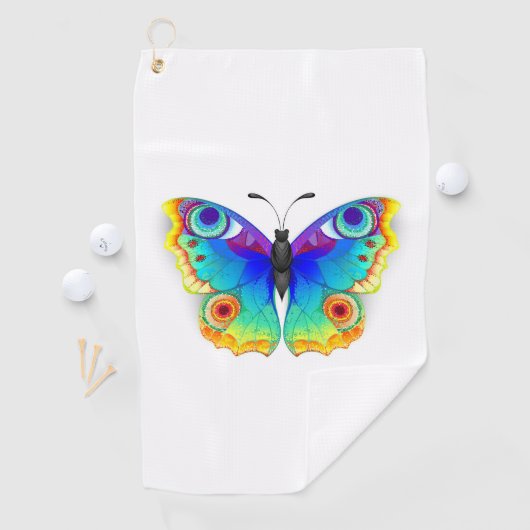 Rainbow Butterfly Peacock Eye Golfhanddoek (Insitu)