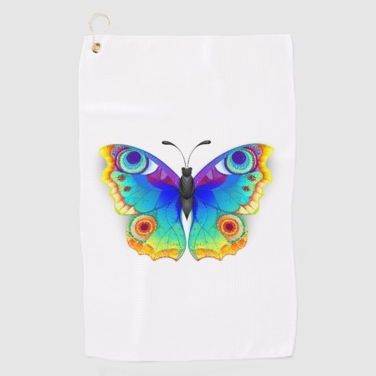 Rainbow Butterfly Peacock Eye Golfhanddoek (Voorkant)