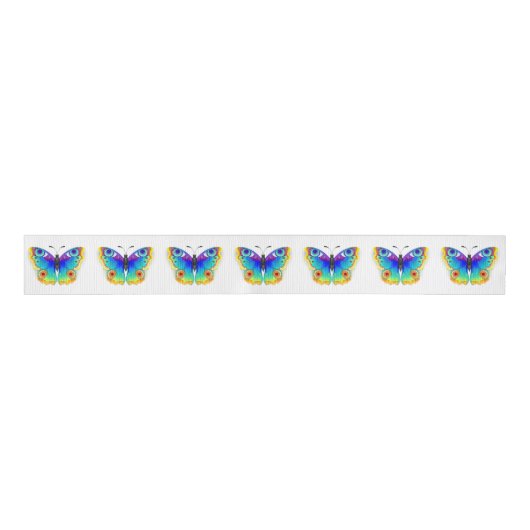 Rainbow Butterfly Peacock Eye Grosgrain Lint (Voorkant)