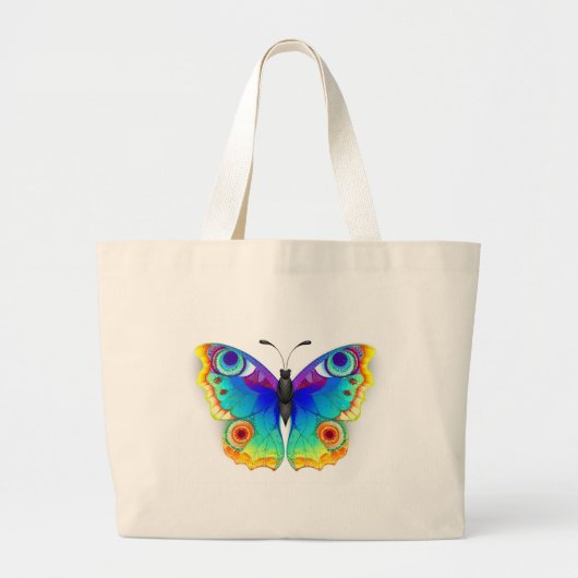 Rainbow Butterfly Peacock Eye Grote Tote Bag (Voorkant)
