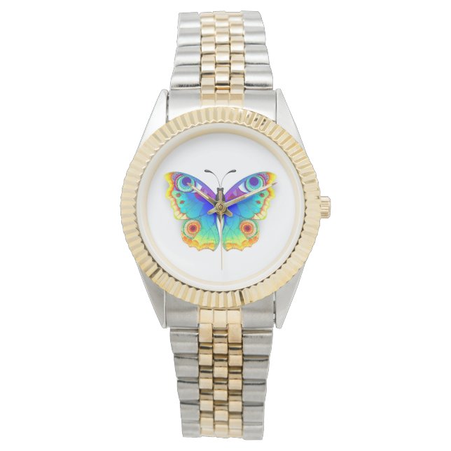 Rainbow Butterfly Peacock Eye Horloge (Voorkant)