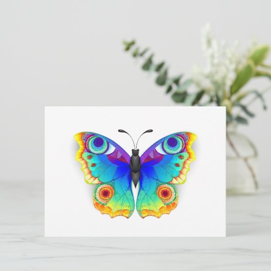 Rainbow Butterfly Peacock Eye Informatiekaartje (Staand voorkant)