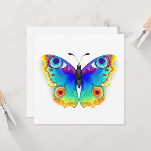 Rainbow Butterfly Peacock Eye Kaart (Voorkant / Achterkant in situ)