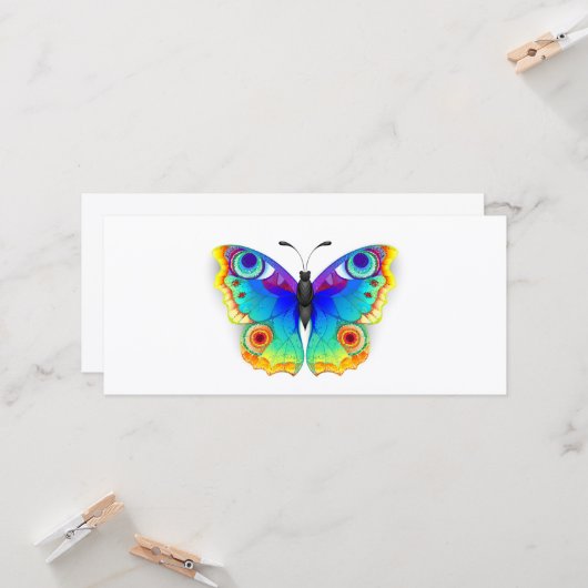 Rainbow Butterfly Peacock Eye Kaart (Voorkant / Achterkant in situ)