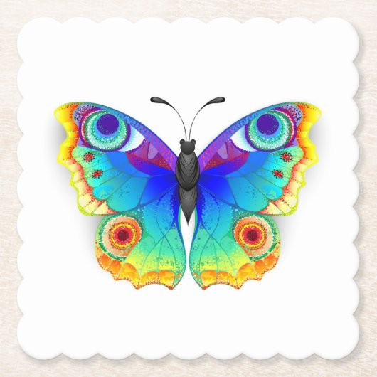 Rainbow Butterfly Peacock Eye Kartonnen Onderzetters (Voorkant)