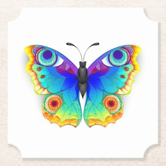 Rainbow Butterfly Peacock Eye Kartonnen Onderzetters (Voorkant)