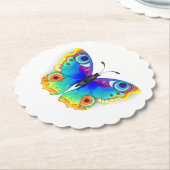 Rainbow Butterfly Peacock Eye Kartonnen Onderzetters (Gekanteld)