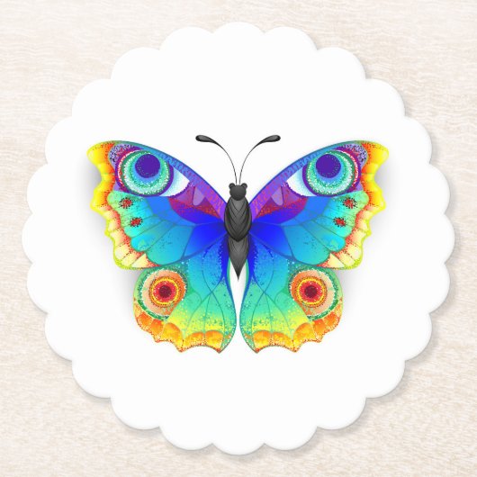 Rainbow Butterfly Peacock Eye Kartonnen Onderzetters (Voorkant)