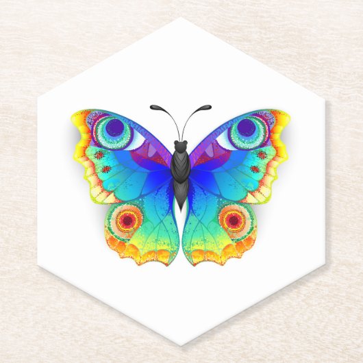 Rainbow Butterfly Peacock Eye Kartonnen Onderzetters (Voorkant)