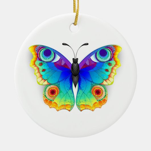 Rainbow Butterfly Peacock Eye Keramisch Ornament (Voorkant)