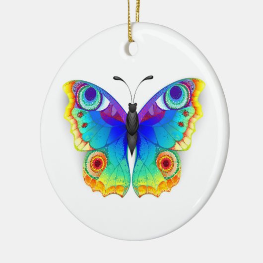 Rainbow Butterfly Peacock Eye Keramisch Ornament (Links)