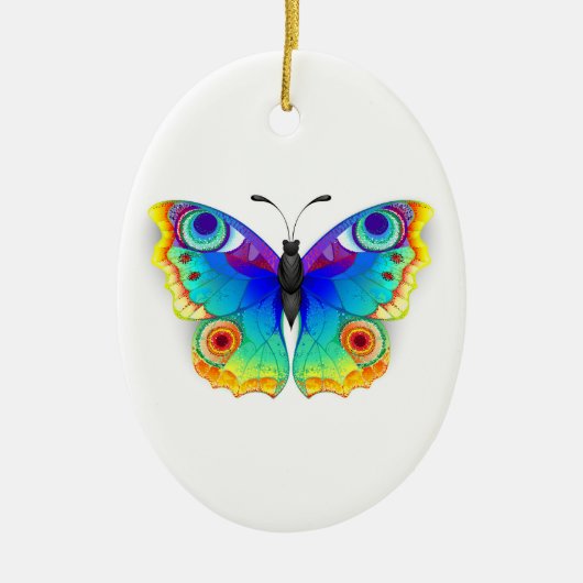 Rainbow Butterfly Peacock Eye Keramisch Ornament (Voorkant)