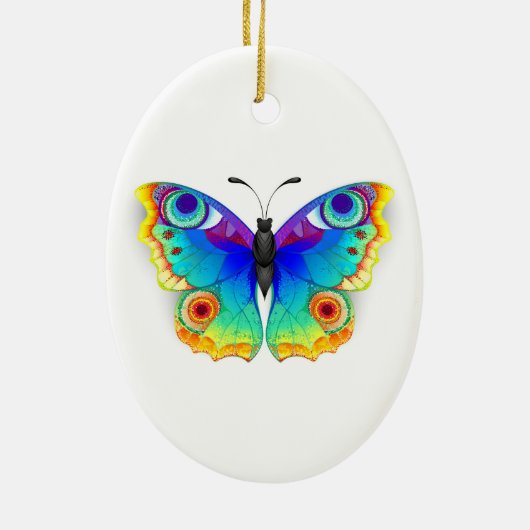 Rainbow Butterfly Peacock Eye Keramisch Ornament (Achterkant)