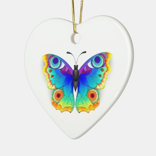 Rainbow Butterfly Peacock Eye Keramisch Ornament (Links)