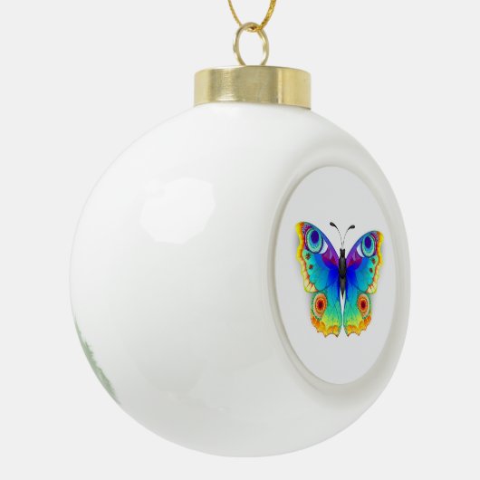 Rainbow Butterfly Peacock Eye Keramische Bal Ornament (Links)