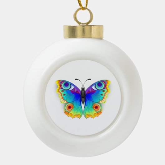 Rainbow Butterfly Peacock Eye Keramische Bal Ornament (Voorkant)