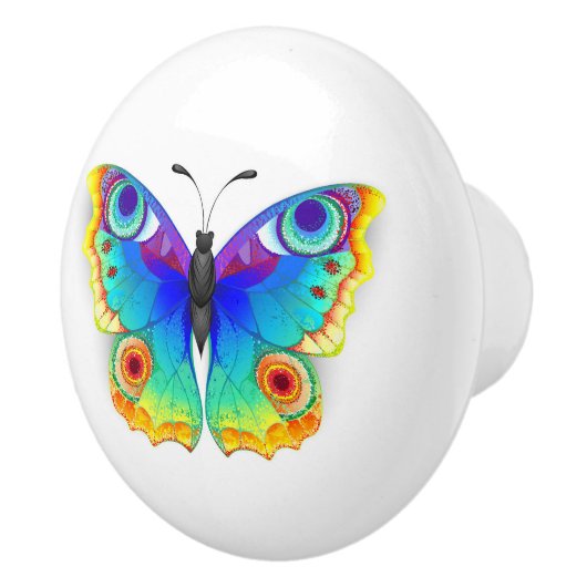 Rainbow Butterfly Peacock Eye Keramische Knop (Rechts)