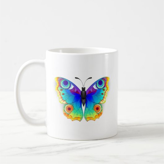 Rainbow Butterfly Peacock Eye Koffiemok (Links)